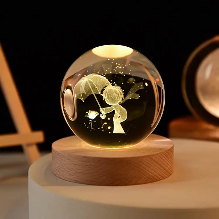 3D Carved Crystal Ball Night Light