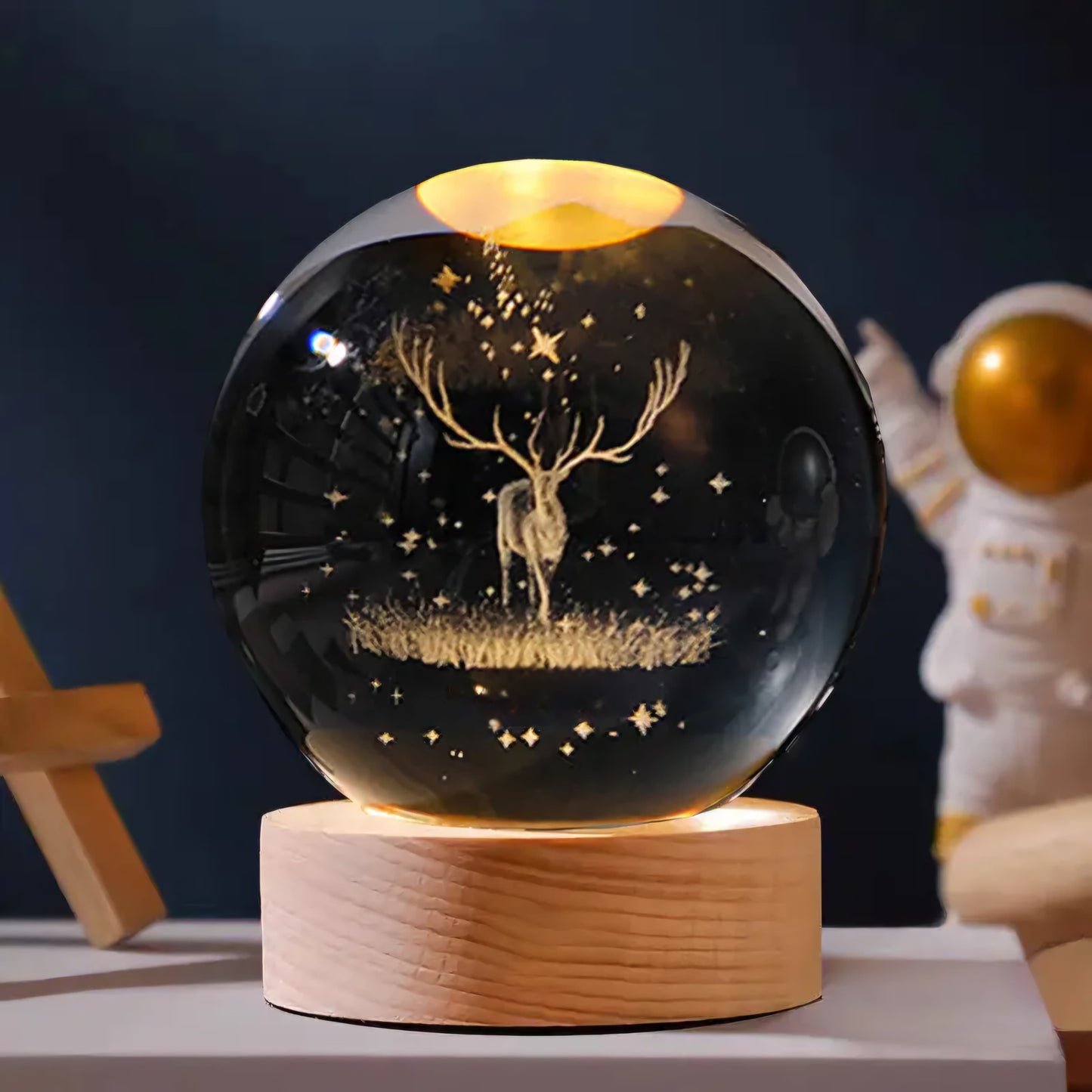 3D Carved Crystal Ball Night Light