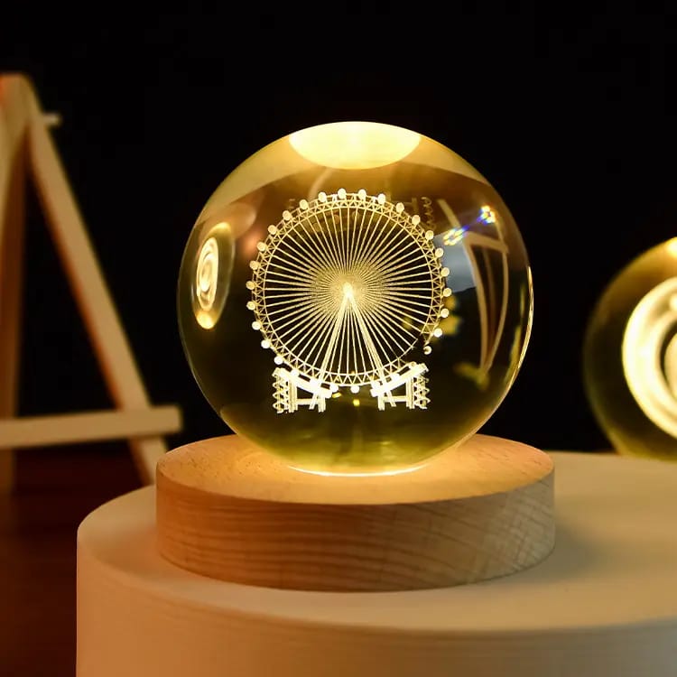 3D Carved Crystal Ball Night Light