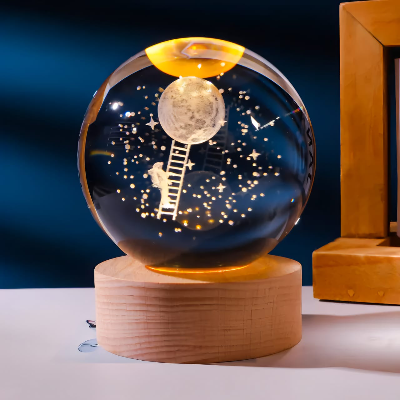 3D Carved Crystal Ball Night Light