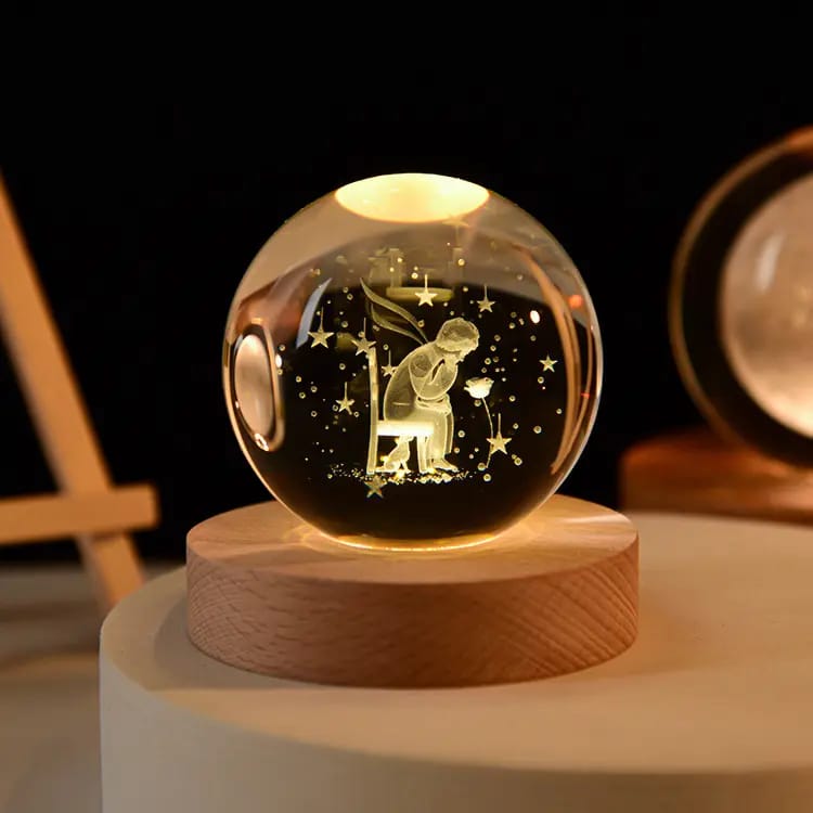 3D Carved Crystal Ball Night Light